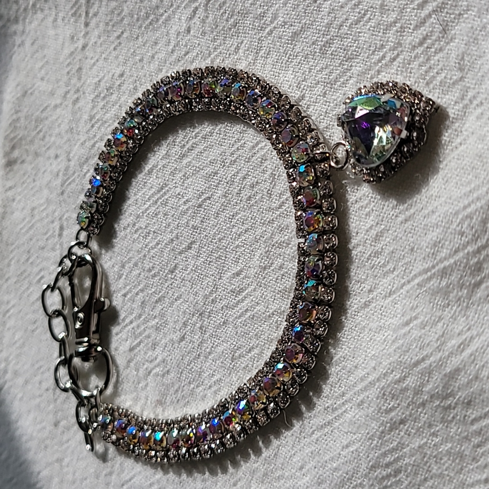 MEDIUM CAT/TOY DOG  Color Rhinestone Heart Pet Necklace
